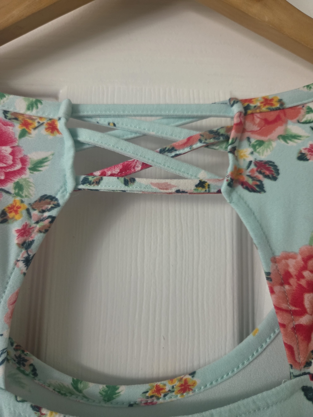 No Boundaries Mint Floral Dress with Pink and Coral Accents Women's XL - Picture 6 of 7